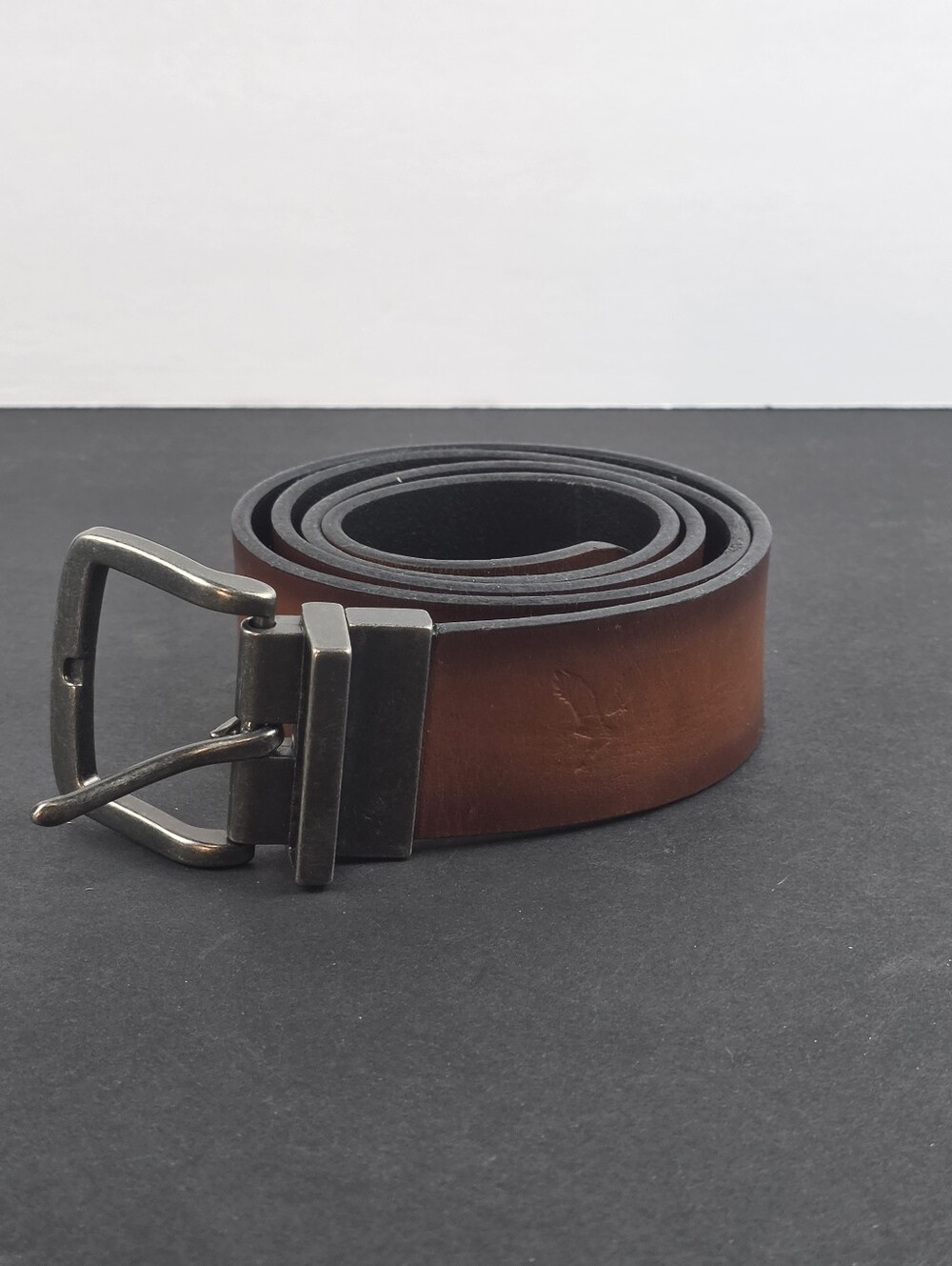 American Eagle Outfitters Men's Reversible Black Brown Belt Silver Buckle